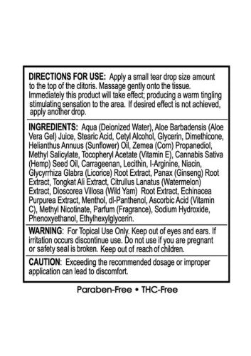 High Climax Female Arousal Cream with Hemp Seed Oil .5oz - Intense Sensation
