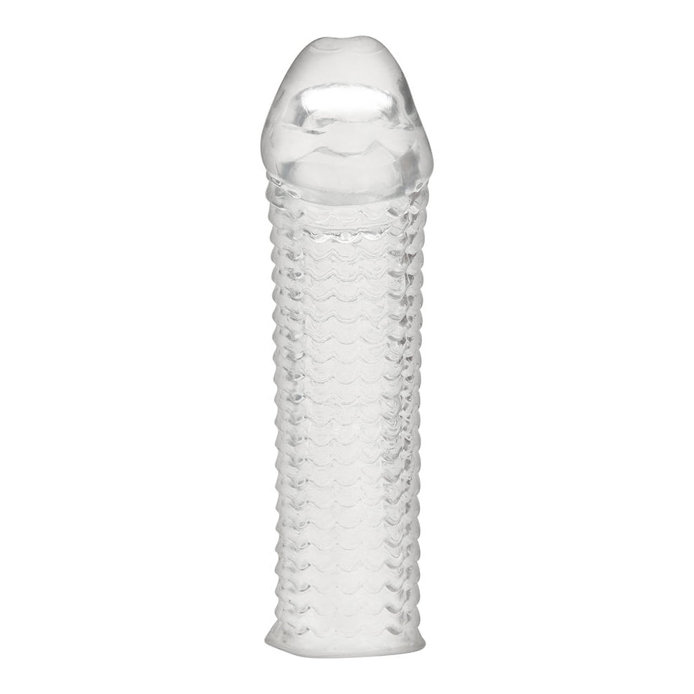 6.5" Clear Textured Penis Enhancing Sleeve Extension