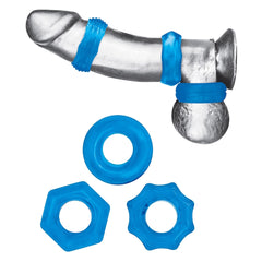 3-Pack Stretch Cock Rings Set – Nuts & Bolts Design, Adjustable Male Pleasure Toy