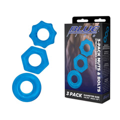 3-Pack Stretch Cock Rings Set – Nuts & Bolts Design, Adjustable Male Pleasure Toy