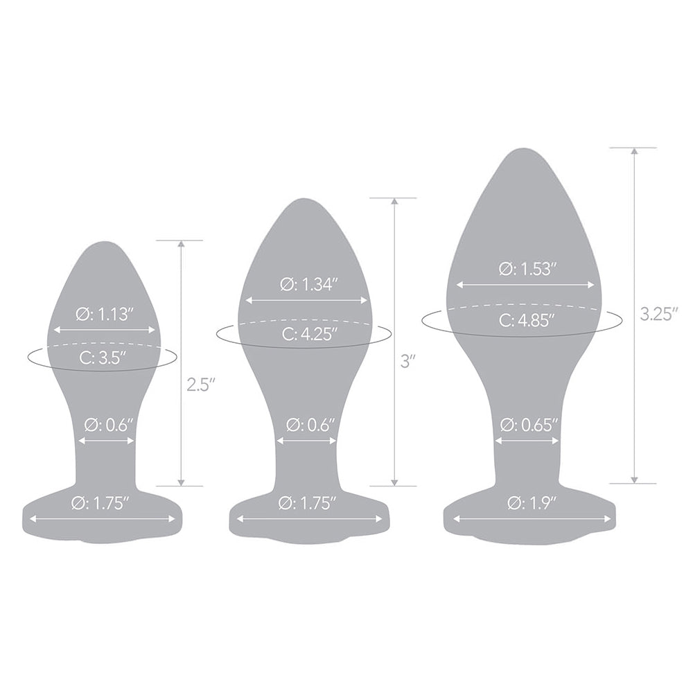 Glas 3Pc Heart Jewel Glass Anal Training Kit