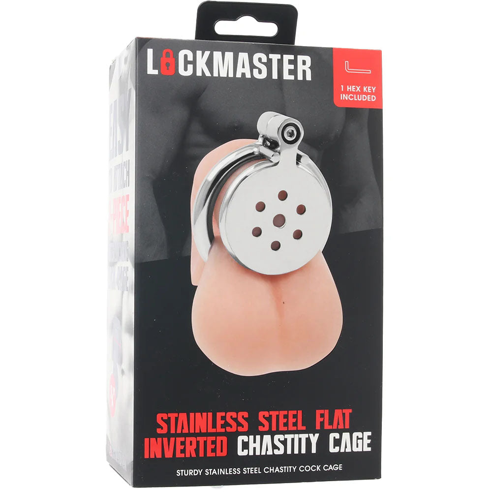 Lockmaster Stainless Steel Flat-Inverted Chastity Cage - Male Chastity Device