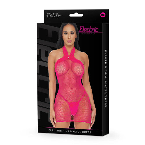 Electric Lingerie Electric Pink Halter Dress – One Size