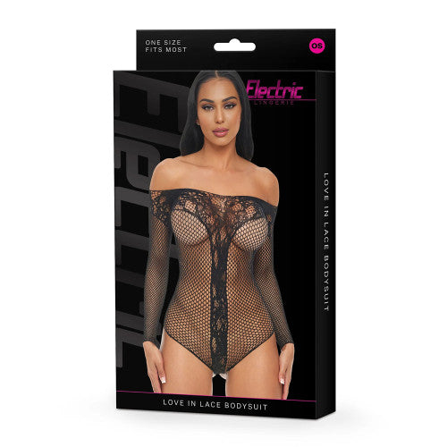 Electric Lingerie Love In Lace Fishnet Bodysuit - Sexy Lace Bodysuit - One Size
