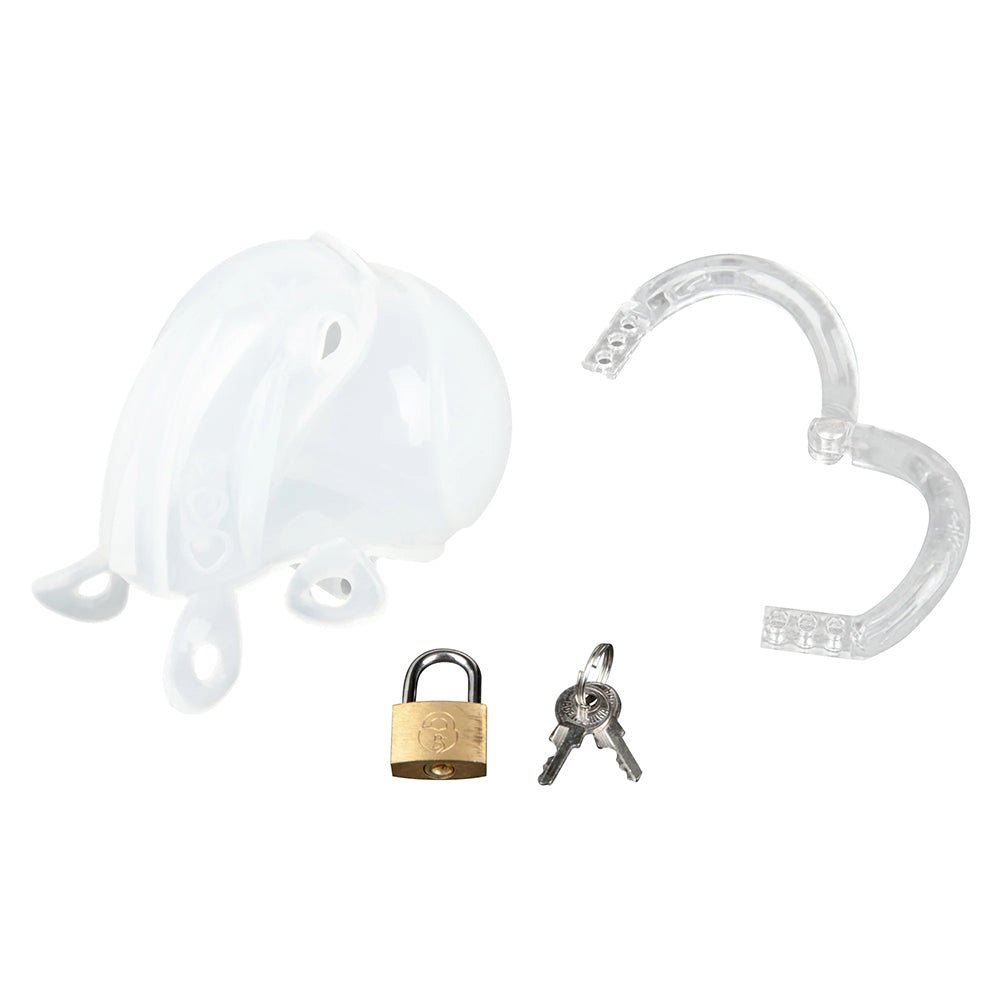 Full Restraint Silicone Cock And Balls Chastity Device 100% Coverage White