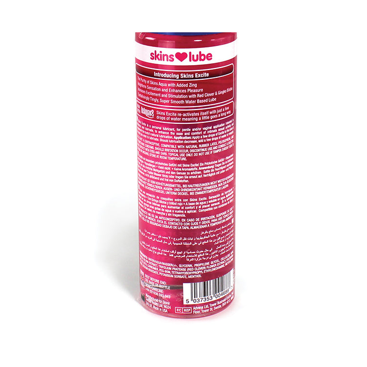 Skins Excite Tingling Water Based Lubricant 4.4 oz.