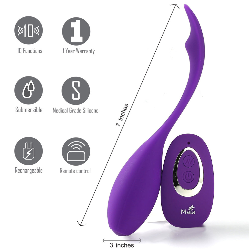 Syrene Remote Control Luxury USB Rechargeable Bullet Vibrator Neon Purple