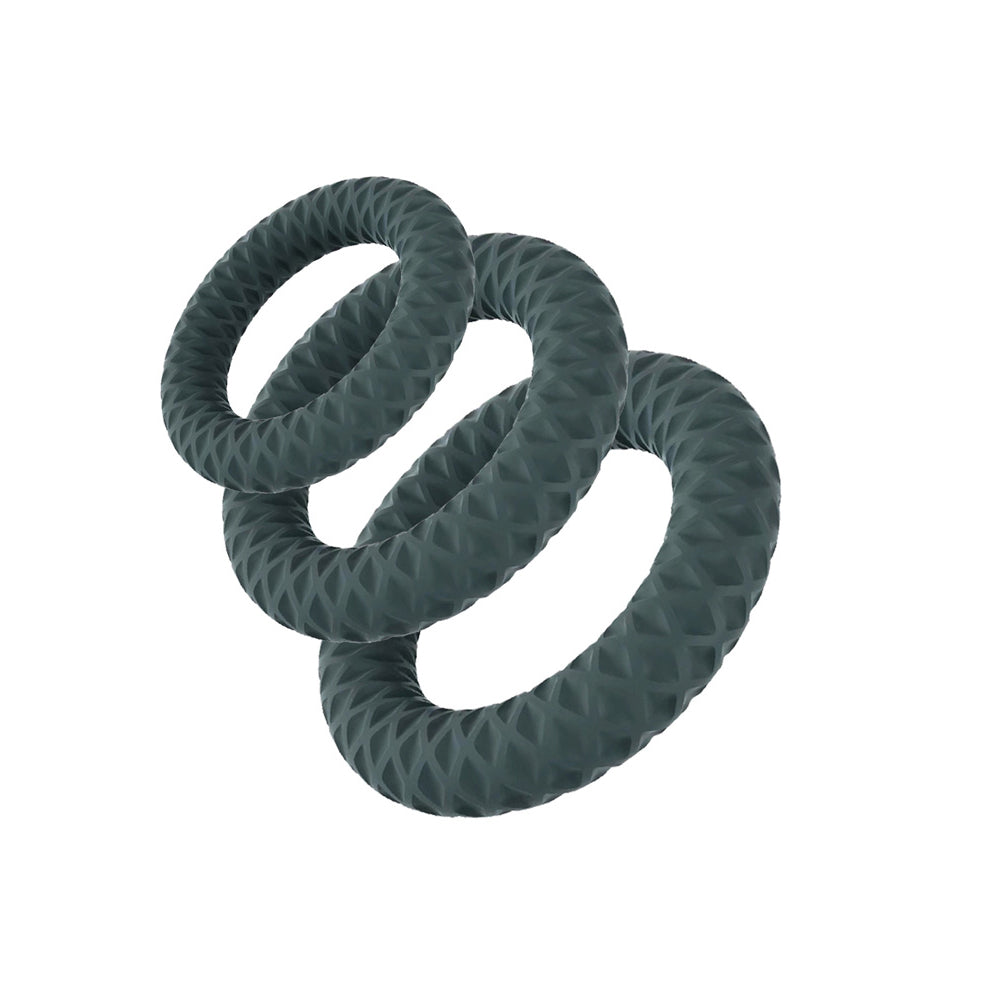 Maia Onyx 3-Piece Liquid Silicone Cock Ring Set - Body-Safe, Flexible Silicone Rings