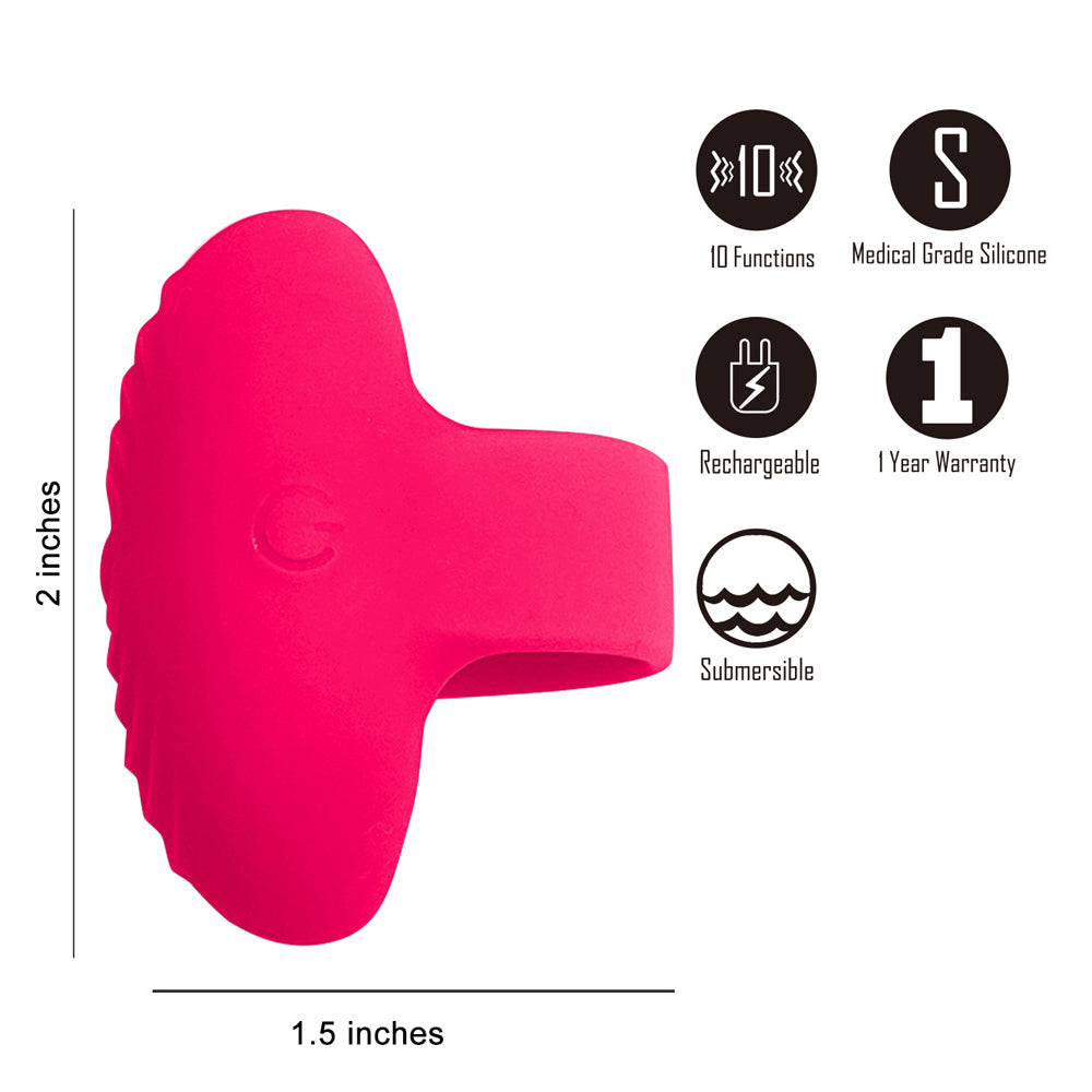 Maia Ruby Rechargeable Silicone Vibrating Finger Ring