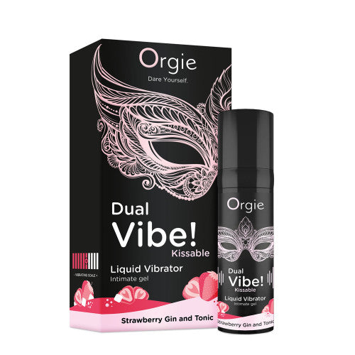 Orgie Dual Vibe Kissable Liquid – Strawberry Gin and Tonic Flavor with Vibrating Sensations