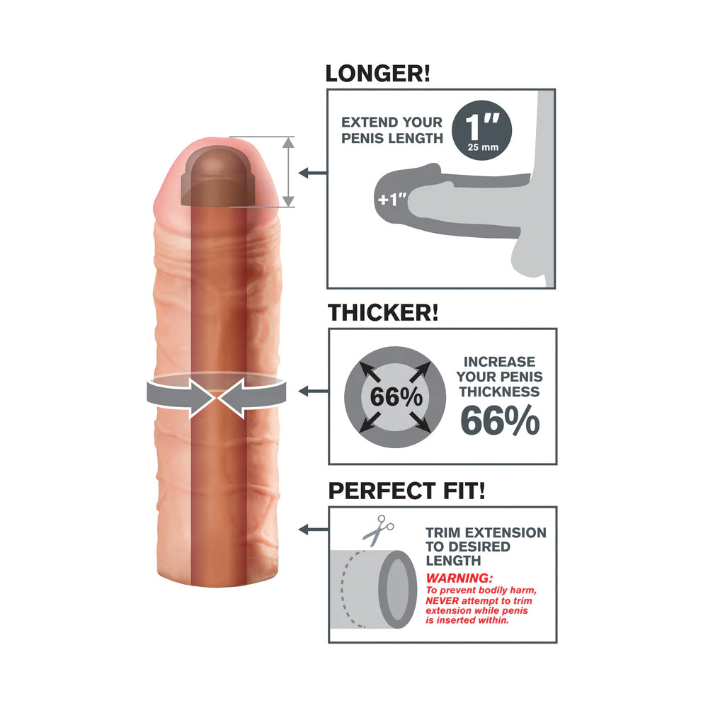 Fantasy X-Tensions Mega 1-Inch Extension Flesh Tone Realistic Sleeve