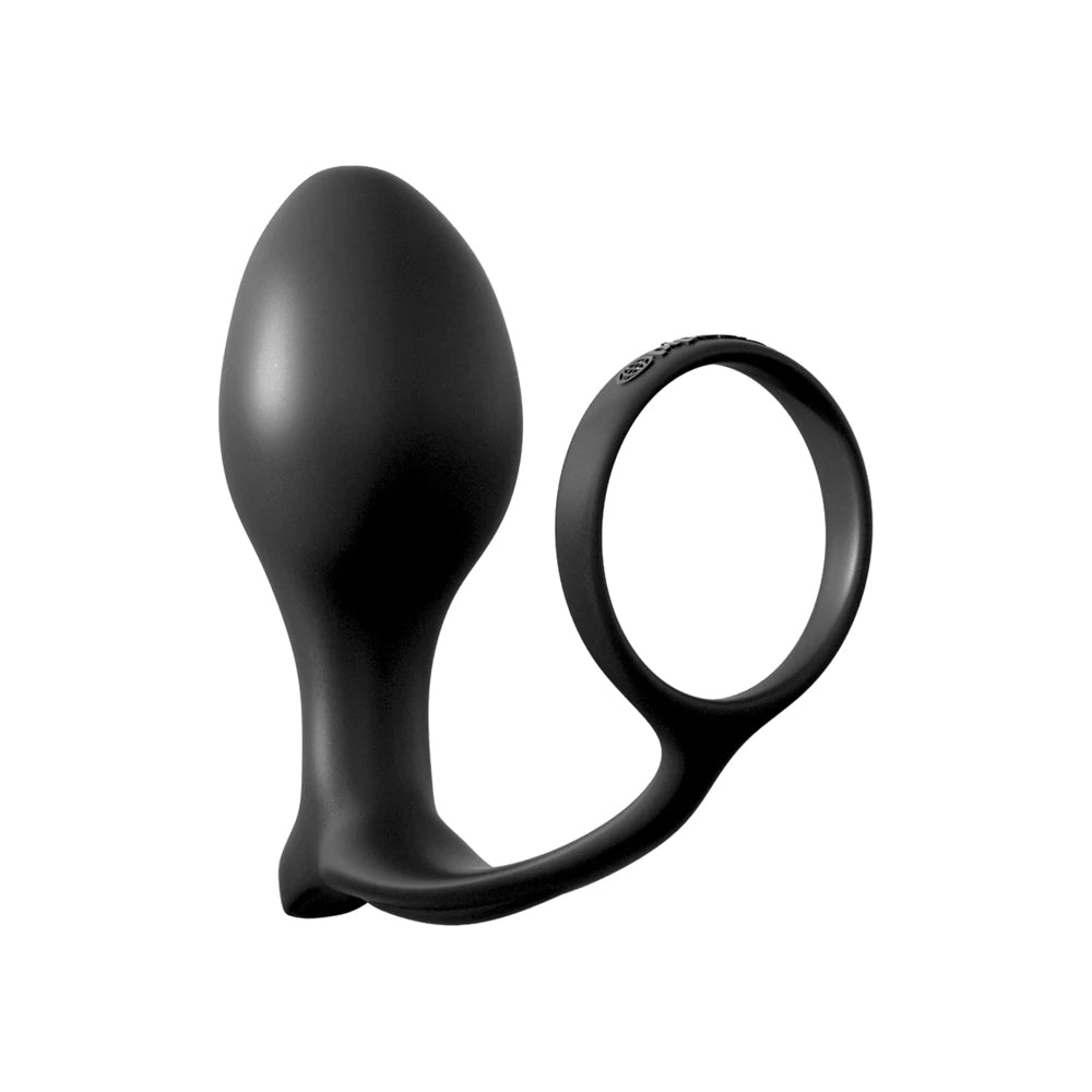 Anal Fantasy Collection: Ass-Gasm Cock Ring & Advanced Plug – Black
