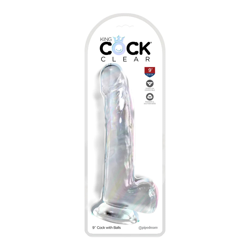 King Cock Clear 9" With Balls Clear