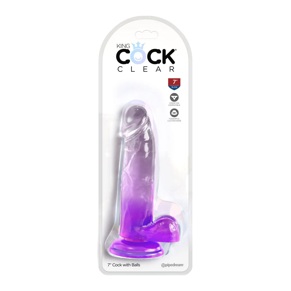 King Cock Clear 7" With Balls Purple