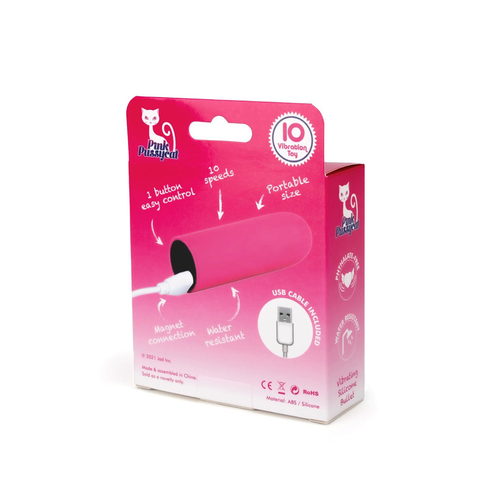 Pink Pussycat Vibrating Silicone Bullet