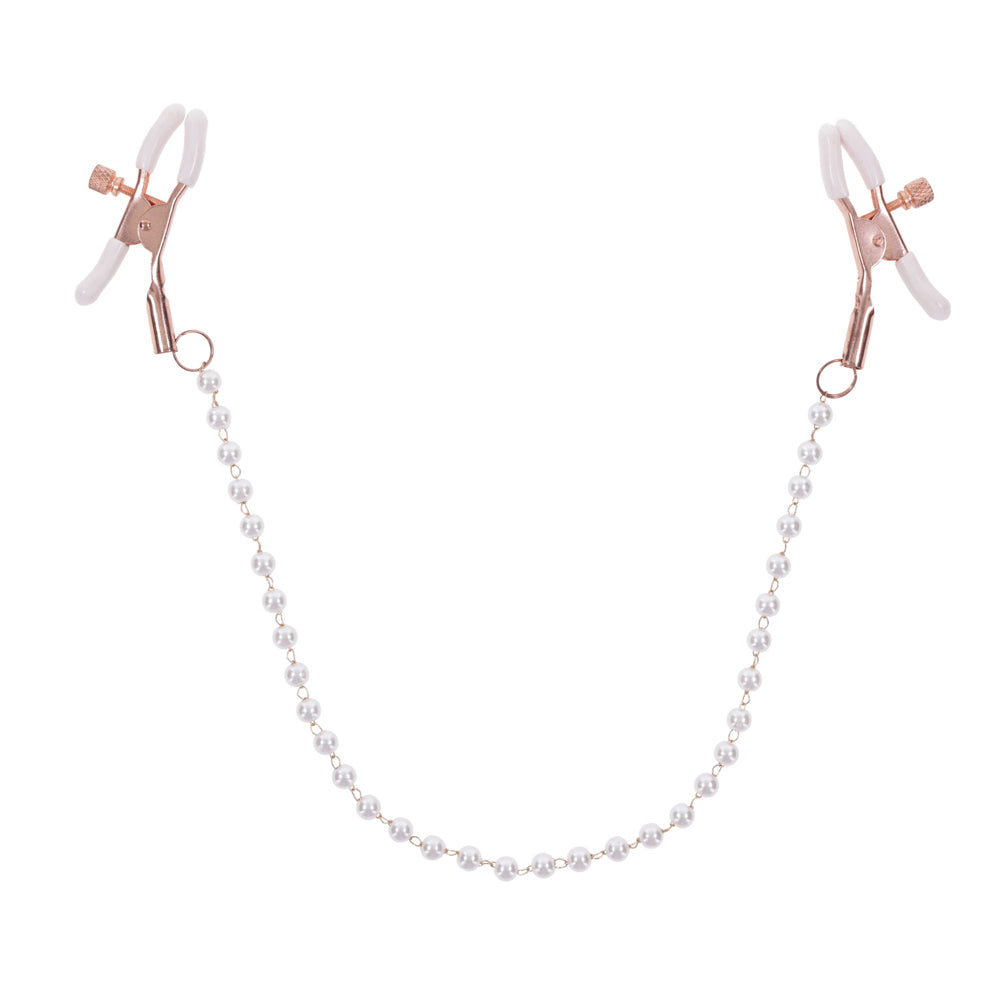 Peaches 'N Cream Pearl Nipple Clamps – Beaded Pearl Nipple Clips for Sensual Pleasure