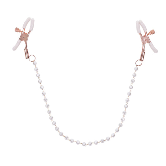 Peaches 'N Cream Pearl Nipple Clamps – Beaded Pearl Nipple Clips for Sensual Pleasure