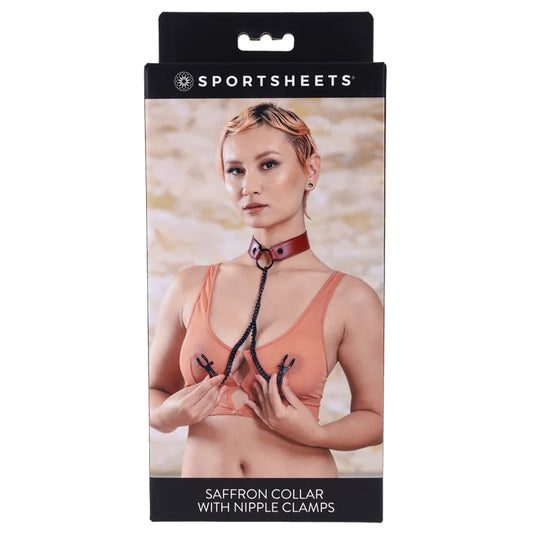 Saffron Collar With Nipple Clamps