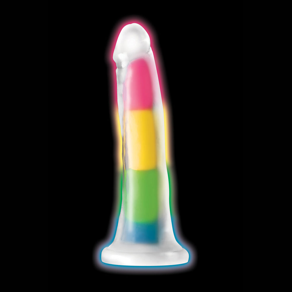 Lollicock 7" Glow-In-The-Dark Rainbow Silicone Dildo
