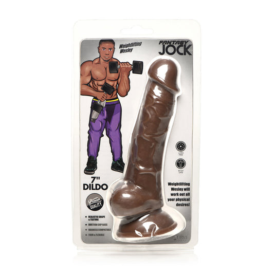 Jock Weightlifting Wesley 7" Dildo With Balls Dark