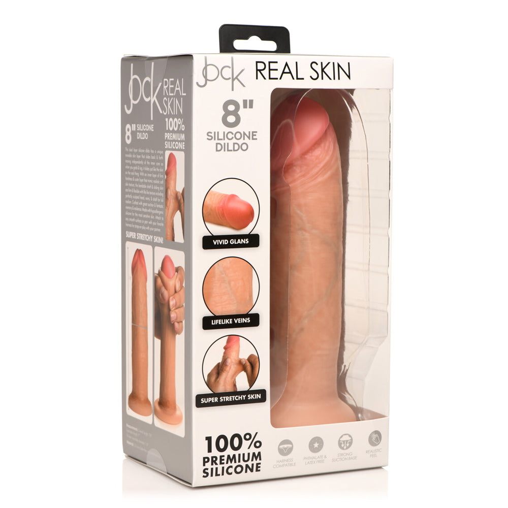 Jock 8" Realistic Skin Silicone Dildo Light