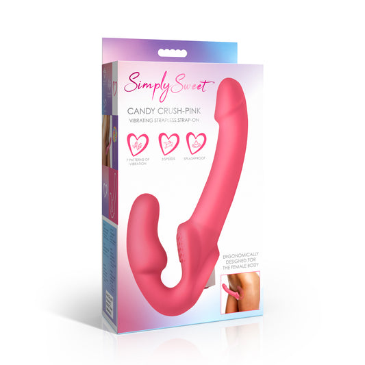 Simply Sweet Candy Crush Pink Vibrating Strapless Strap-On