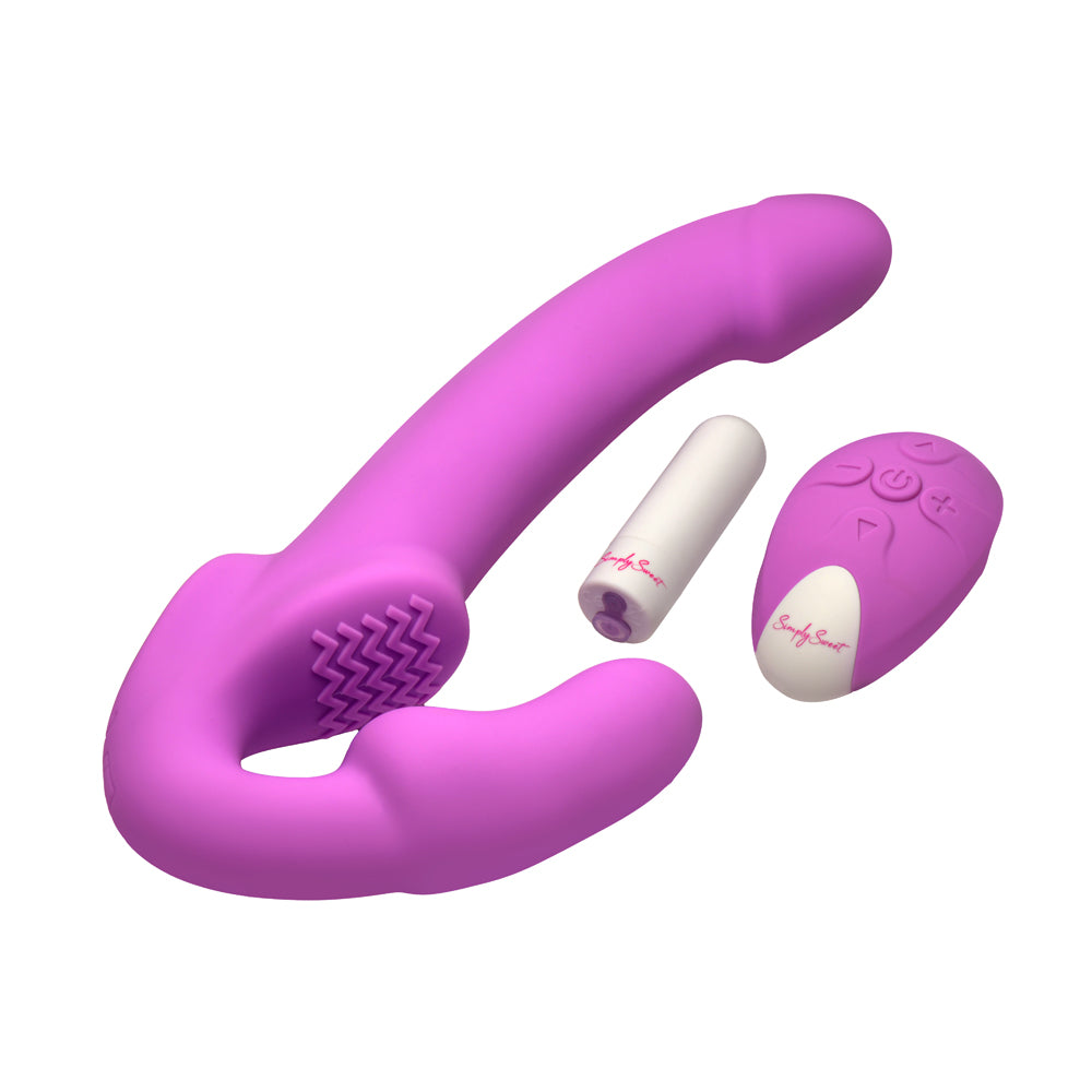 Simply Sweet Candy Crush Purple Vibrating Strapless Strap-On W/ Remote