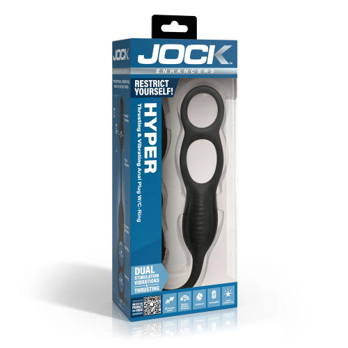 Jock Hyper Thrusting & Vibrating Anal Plug with C-Ring – Powerful Male Stimulation Toy