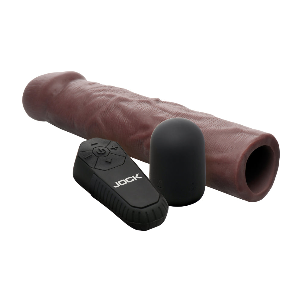Jock Enhancers Vibrating Penis Extension W/ Remote Dark