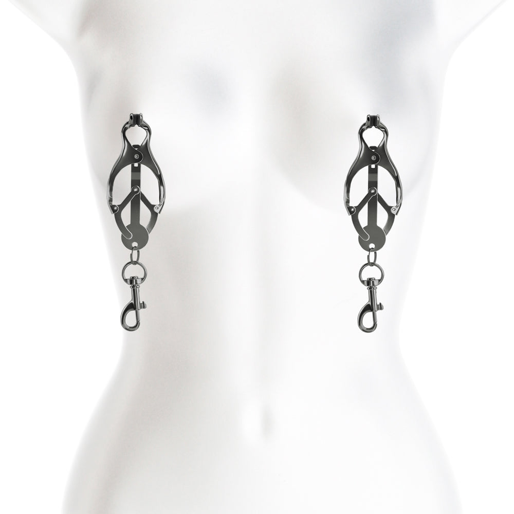C3 Gunmetal Bound Nipple Clamps - BDSM Bondage Accessory