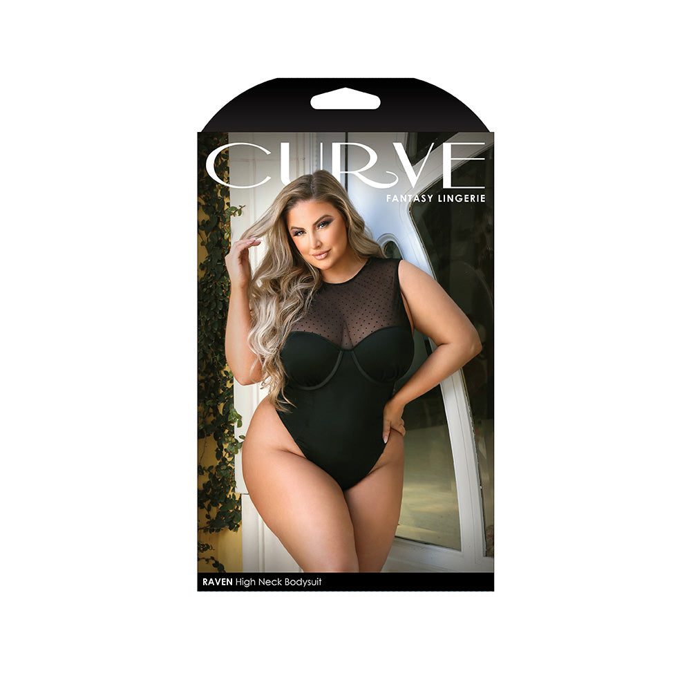 Raven High-Neck Bodysuit - Women's Plus Size 3X/4X