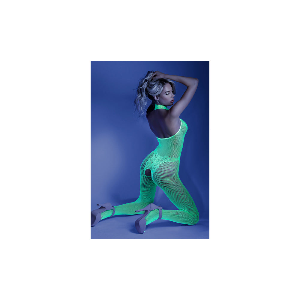 Moonbeam Bodystocking - One Size - Neon Green - Sheer One-Piece Lingerie