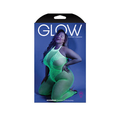 Moonbeam Neon Green Bodystocking - Queen Size Sheer One-Piece