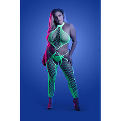 High Voltage High-Neck Bodystocking with G-String - Queen Size Lingerie
