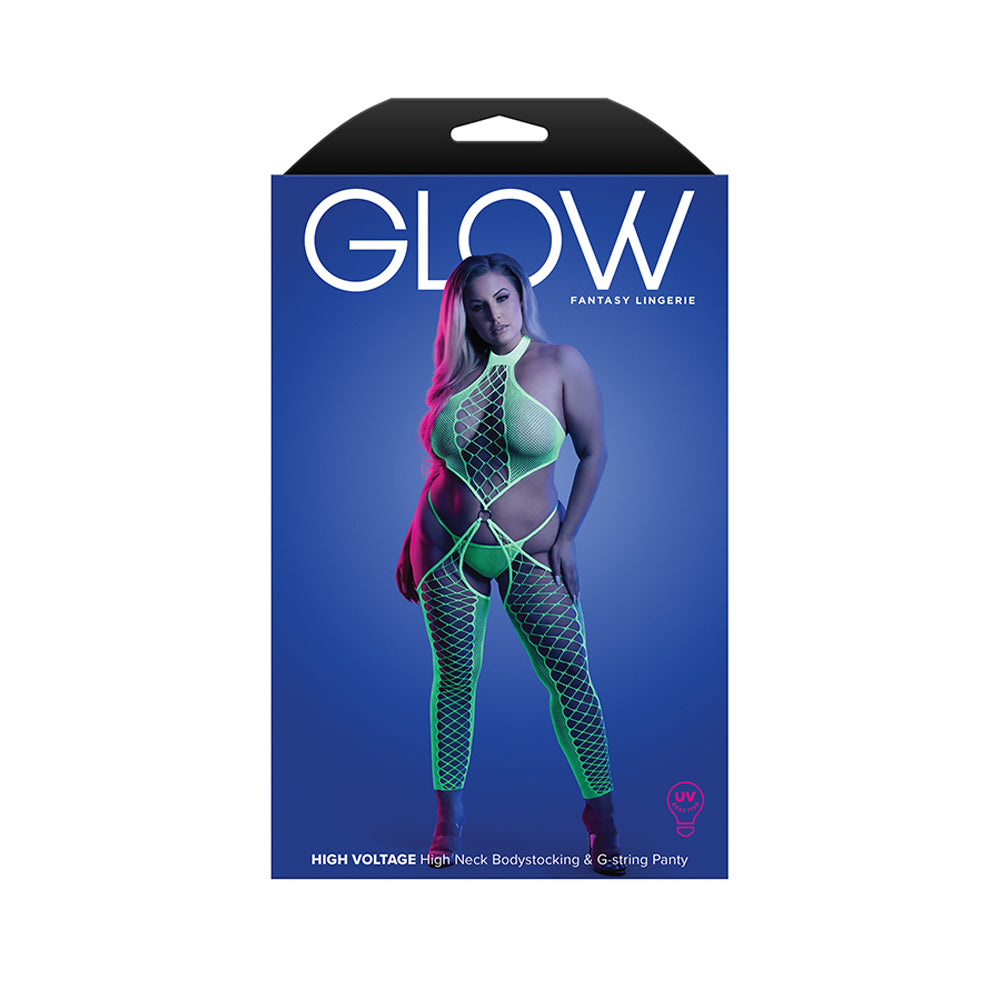 High Voltage High-Neck Bodystocking with G-String - Queen Size Lingerie
