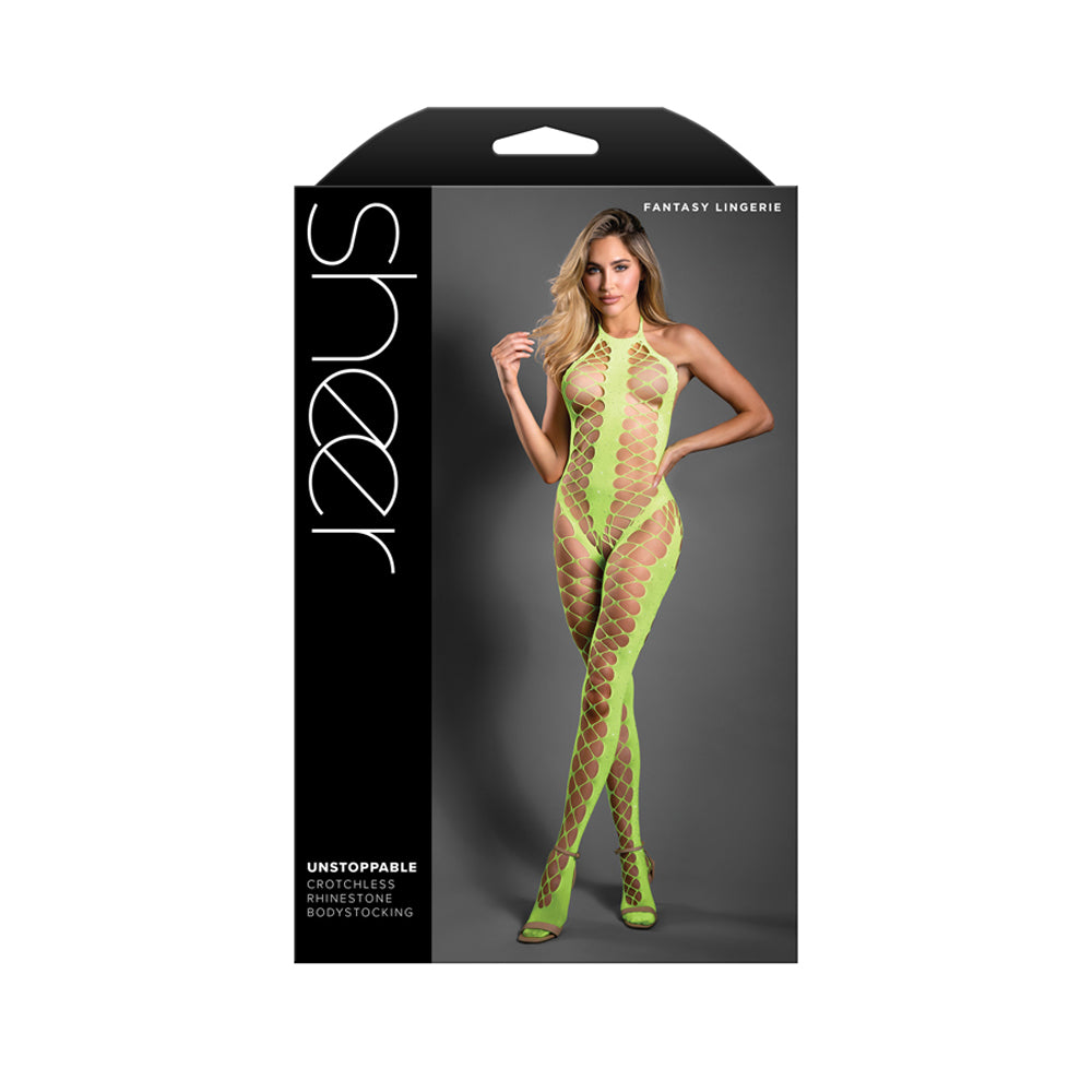 Unstoppable Crotchless Rhinestone Bodystocking β Sparkling Sheer Lingerie for Bold, Sexy Looks