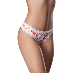 Sweet Treats Crotchless Thong W/ Lube Peach L/X