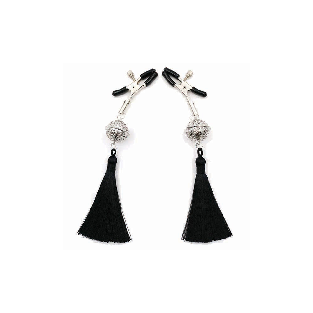 Sexy Nipple Clamps with Black Tassels – Adjustable BDSM Nipple Clamp Set