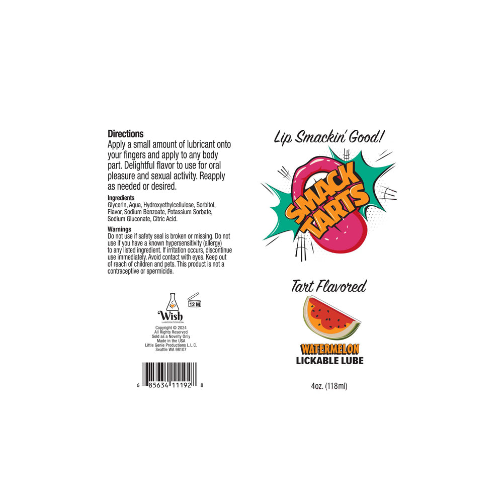 Smack Tarts Lickable Sour Watermelon Flavored Lubricant - 4 oz