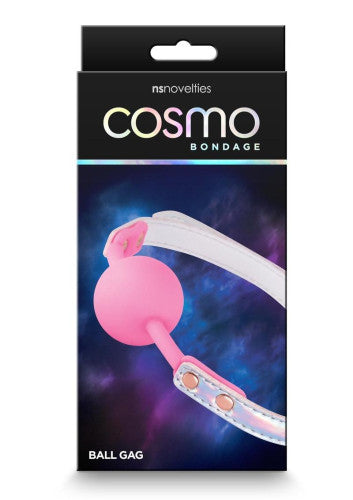 Cosmo Bondage Rainbow Ball Gag – Adjustable PU Leather Strap with Holographic Finish
