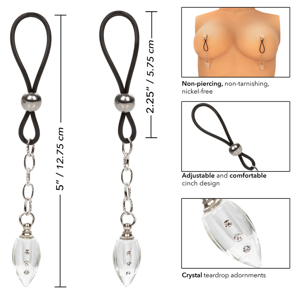 Nipple Play Non-Piercing Nipple Jewelry Crystal Teardrop Clip-On