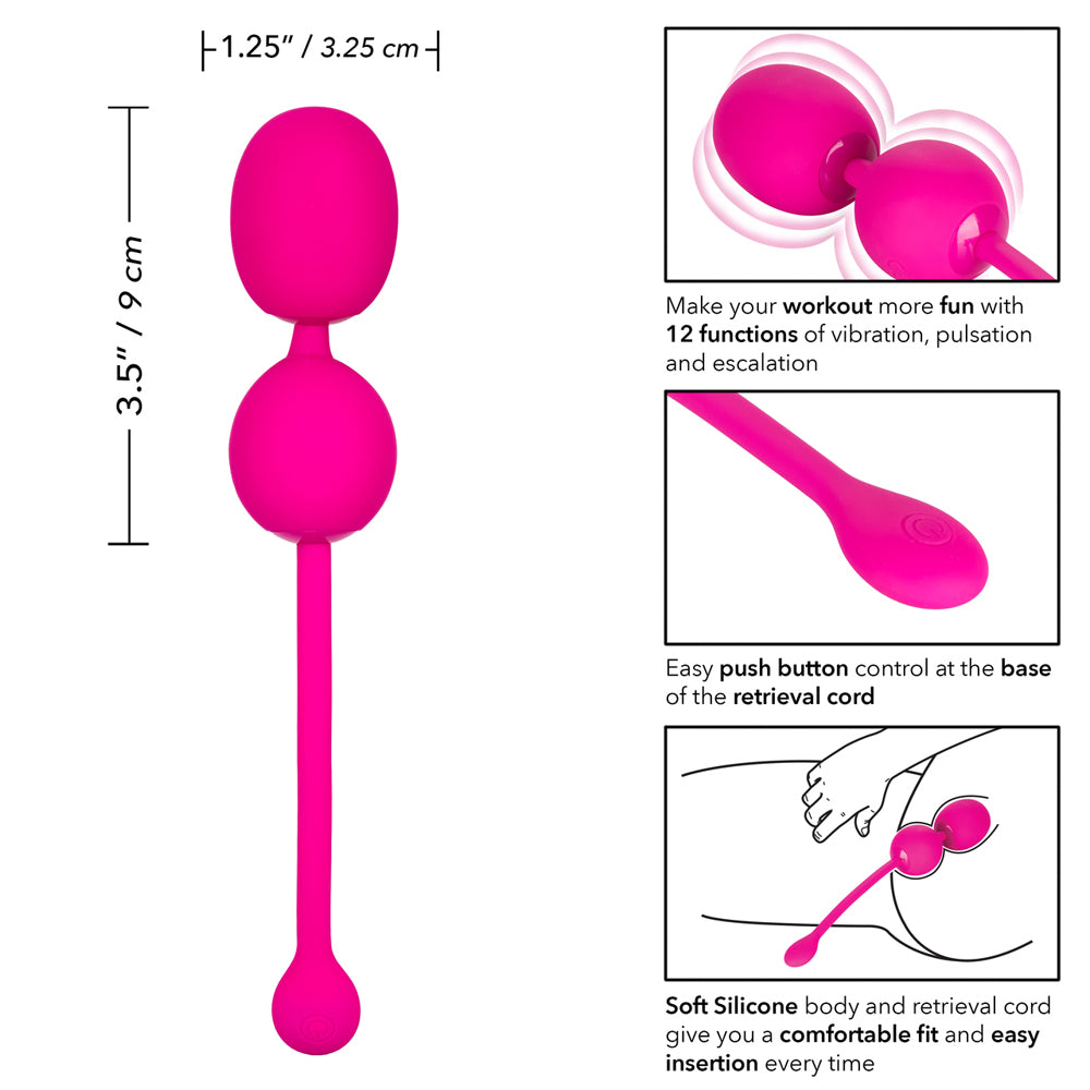 Rechargeable Dual Kegel Exerciser - Pink Pelvic Floor Trainer, USB Charging