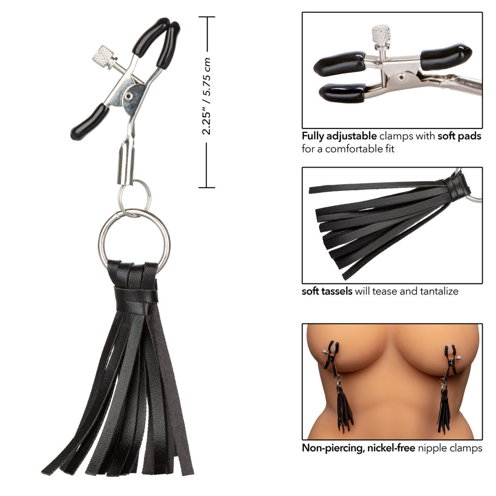 Nipple Clamps with Tassels – Black, Playful Sensual BDSM Accessory