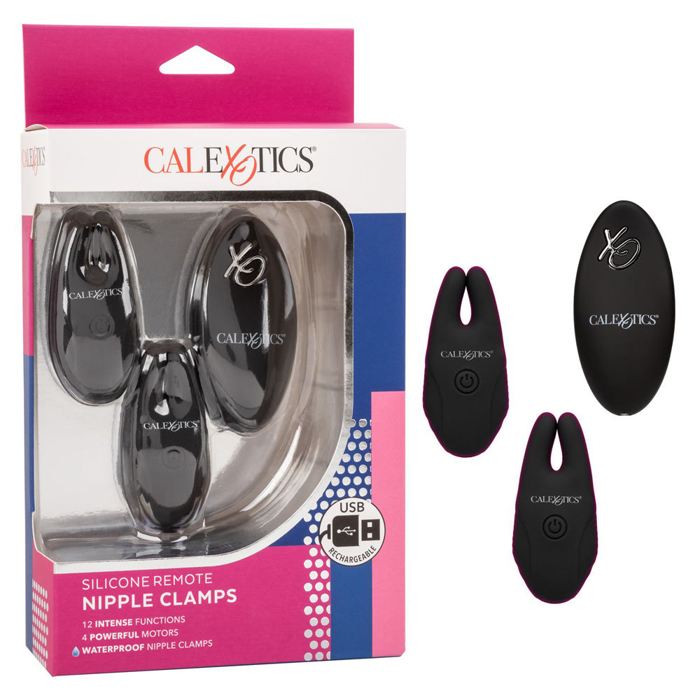 Silicone Nipple Clamps with Remote Control - Black