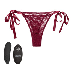 Remote-Control Lace Thong Set - Burgundy