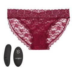 Remote Control Lace Panty Set - Burgundy, Size L/XL