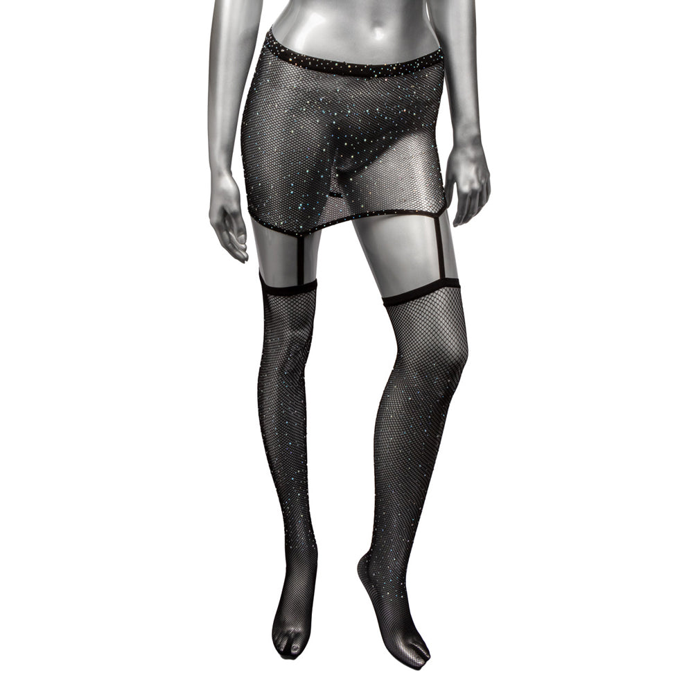 Radiance One-Piece Garter Skirt with Thigh-High Stockings - Lingerie Set