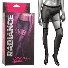 Radiance One-Piece Garter Skirt with Thigh-High Stockings - Lingerie Set