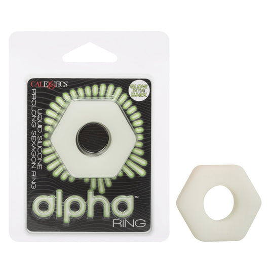 Alpha Glow-In-The-Dark Liquid Silicone Prolong Penis Ring | Sexagon Ring for Men