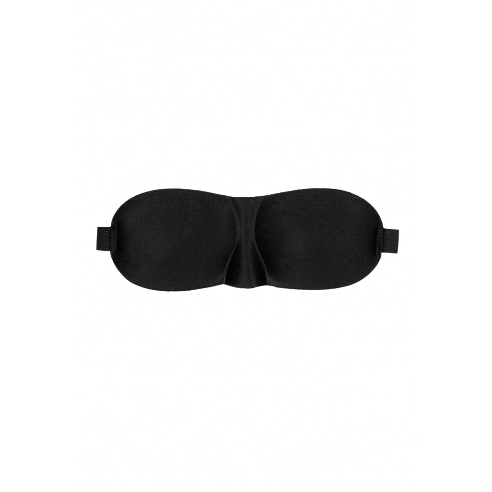 Ouch! Black & White Satin Curvy Eye Mask with Elastic Straps – Comfortable Adjustable Blindfold for Sensory Play
